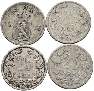 25 øre 1876, 96, 98 og 99