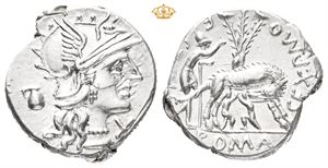 Sex. Pompeius Fostlus. 137 BC. AR denarius (3,99 g)