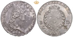 3 daler silvermynt 1773. Liten kantskade/minor edge nick