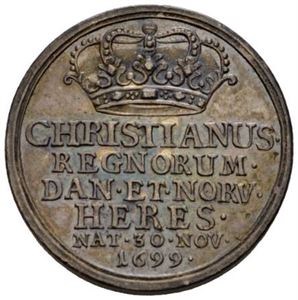 Frederik IV, Kronprins Christians Fødsel 1699. Ukjent medaljør. Sølv. 25 mm