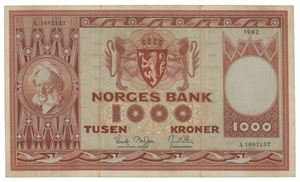 1000 kroner 1962. A1682132