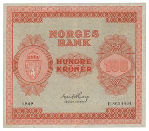 100 kroner 1949. B.8654834