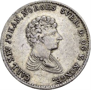 CARL XIV JOHAN 1818-1844, KONGSBERG. 1/2 speciedaler 1827