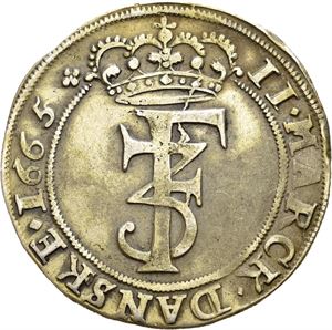 FREDERIK III 1648-1670, CHRISTIANIA, 2 mark 1665. S.44