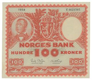 100 kroner 1958. F4621505