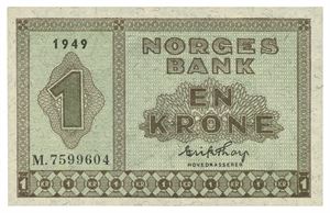 1 krone 1949. M7599604