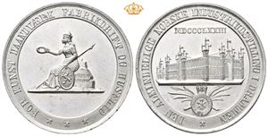 Erindringsmedalje fra industriutstillingen i Drammen 1873. Ukjent medaljør. Britanniametall. 46 mm