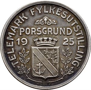 Telemarks Fylkesutstilling. Porsgrunn 1925. Rui. Sølv. 40 mm