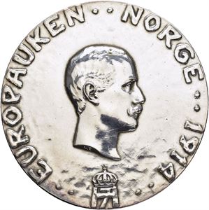 1914 Haakon VII Europauken. Sølv 50 mm. Polert