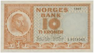 10 kroner 1957. I.9374563.