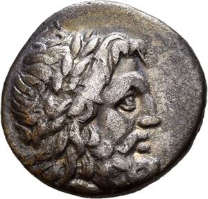ELIS, Olympia. 256-240 BC (131st-135th Olympiad). AR hemidrachm (2,21 g). Laureate head of Zeus to right / F-A, Thunderbolt. All within olive wreath. Nice old cabinet toning.