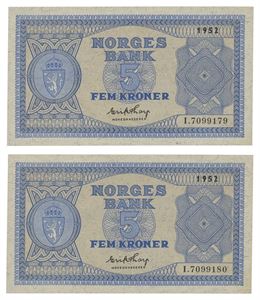 5 kroner 1952 x2