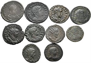 Lot of 10 late Roman bronze coins