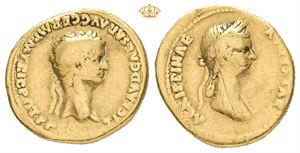 Claudius, with Agrippina Junior, AD 41-54. AV aureus (20 mm; 7,40 g)
