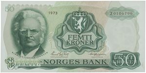 50 kroner 1973. Z0106796. Erstatningsseddel/replacement note.