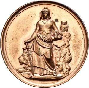 Militaire tidsskrifts prismedalje 1860. Loos. Forgylt bronse. 33 mm