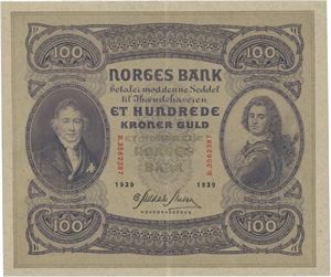 100 kroner 1939. B.3562387