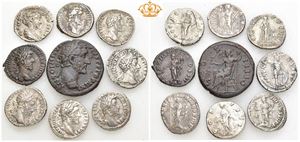 Lot of nine coins from the adoptive emperors