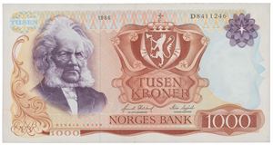 1000 kroner 1986. D8411246