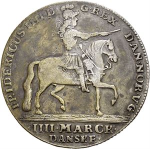 FREDERIK IV 1699-1730, KONGSBERG, 4 mark 1723. S.5