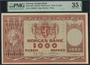 1000 kroner 1958. A.1260943.