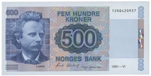 500 kroner 1991. 1200420937