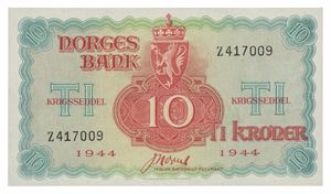 Norway. 10 kroner 1944. Z417009