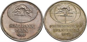 Norge, 2 stk. Sparebankmedaljer 1959 og 1961. Sølv. 32 mm