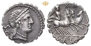 C. Naevius Balbus. 79 BC. AR serrate denarius (3,76 g)
