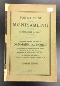 H. Ernst: &quot;Fortegnelse over en Møntsamling&quot; (Odense 1915). Heftet