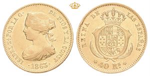 Isabella II, 40 reales 1863. Madrid