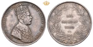 Carl XV, Kastemynt til kroningen 1860. Bergslien. Sølv. 30 mm. Små kantskader/minor edge nicks