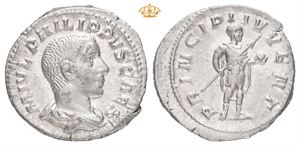 Philip II. As Caesar under Philip I, AD 244-247. AR denarius (20 mm; 3,22 g)