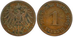 Pfennig 1902 J. Korrodert/corroded