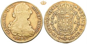 Carl IV, 8 escudos 1795. Santiago