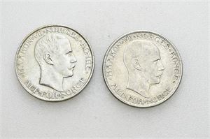 Lot 2 stk. 2 kroner 1908 og 1915