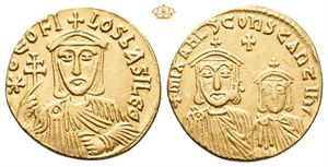 Theophilus, with Constantine and Michael III. AD 829-842. AV solidus (4,36 g).