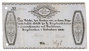 1 rigsbankdaler 1813. No.337414. Hullmakulert med to hull/hole cancelled with two holes