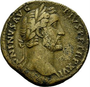 Antoninus Pius 138-161, Æ sestertius, Roma 152-153 e.Kr. R: Salus stående mot venstre