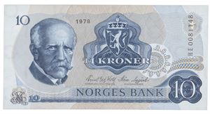 10 kroner 1978. HE0081148. Erstatningsseddel/replacement note