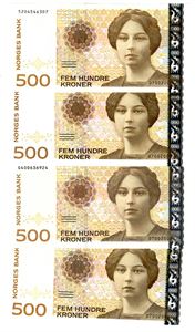 Lot 4 stk. 500 kroner 2000, 2002, 2005 og 2008