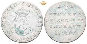 1/5 speciedaler 1797. Riper på advers/scratches on obverse