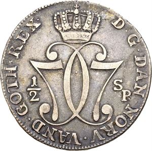 CHRISTIAN VII 1766-1808 1/2 speciedaler 1778. S.2