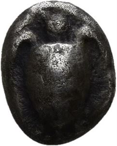 AEGINA, 480-456 f.Kr., trihemiobol (1,01 g). Skilpadde/Inkus